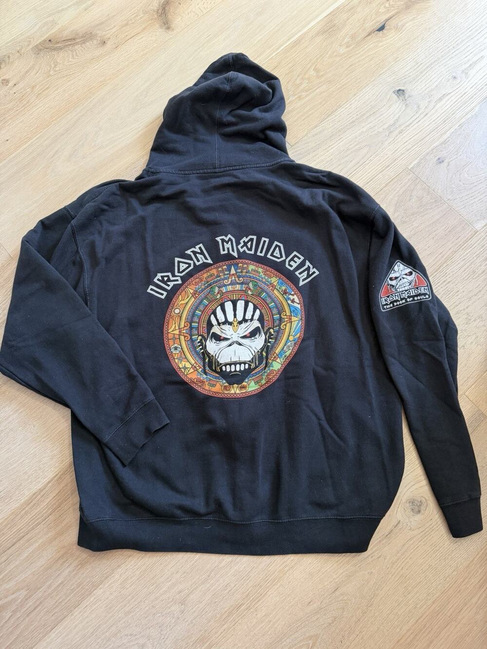 Iron Maiden Book of Souls Band Tour Hoodie Sweatshirt L / XL Front & Back Logo